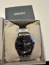 Seiko Selection Solar Watch Analog 45x38x9 Black Dial SS wrist 20cm/7.9in