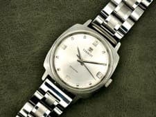 Vintage Tissot Seastar Cushion Case 33mm Silver Dial C.1970 Runs