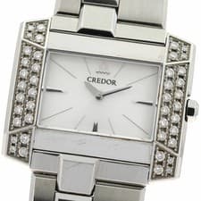 Seiko Credor Diamond Quartz Ladies Watch B+ Used B Glass, Case, Bezel, Band From