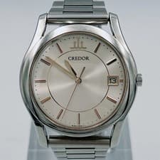 SEIKO CREDOR 8J82-0AB0 Quartz Date Watch Silver Gold Two Tone Mens Japan