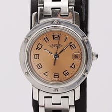 Hermes Clipper CL4 210 QZ Pink Gold Dial Ladies Watch Working Rare Dress Watch
