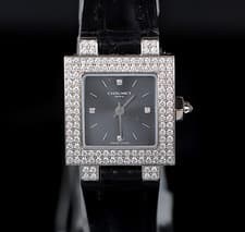 $14,200 Ladies Chaumet Carree 21mm 18k White Gold Pave Diamond Watch W04114-049