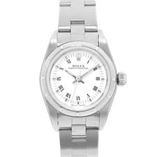Rolex Oyster Perpetual 24 76030 White Roman Dial Steel Ladies Watch Papers 2000