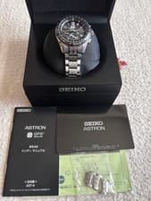 [Excellent] Seiko Astron SBXB137 Titanium Solar GPS Big Date Black From Japan