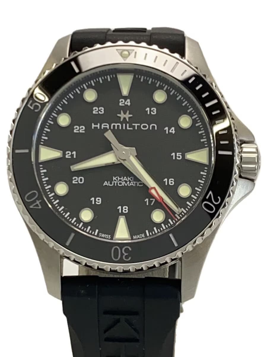 HAMILTON Automatic Watch Analog Rubber BLK BLK H825150 Khaki Navy Scuba Auto