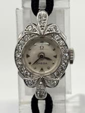 OMEGA Vintage Women’s Watch PT950 Diamond Bezel 22P Cal.211 Manual Wind 15mm