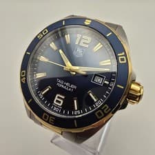 TAG HEUER FORMULA 1 MENS WATCH WAZ1120 2-TONE GOLD PLATED SWISS QUARTZ WITH BOX.