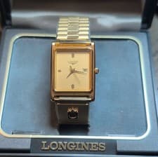 Longines Vintage Gold Mens Quartz Watch Flex Style Band Excellent Condition.