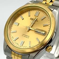 Seiko 5 Automatic Wristwatch SNKC44J1 Gold Tone 7S2600X0 wrist 18cm