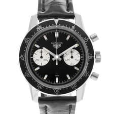 TAG Heuer Autiva 7763 40mm Vintage Black Steel Aluminum Manual Mens Watch 1965