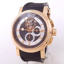Breguet Marine Tourbillon Chronograph 18k Rose Gold Black Watch 5837BR/92/5ZU