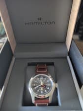 New Hamilton Khaki Field 38mm Black Dial Brown Leather Strap