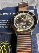 Breitling Superocean Heritage 57 Outerknown. The watch still has stickers on.