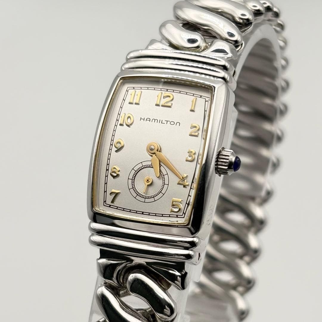 Used HAMILTON Benton Quartz Telescopic Bracelet Silver New Battery Operation