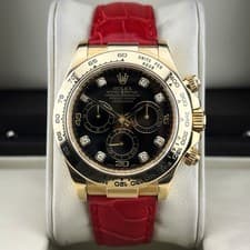 Rolex Daytona 116518 Black Diamond Dial 18k Yellow Gold 40mm Leather Strap