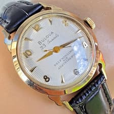Vintage BULOVA 23 "H" men's automatic watch 10K RGP sunbrust dial USA 1956