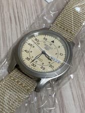 Seiko 5 Military Beige Dial Auto 7S26-02J0 NOS Skeleton Back Watch "Brand New"