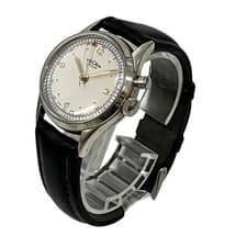 VULCAIN Cricket Watch Sterling Silver 925 Men's White Dial 28mm Round Shape