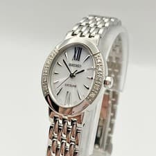 SEIKO EXCELINE Ladies Solar Wristwatch Timepiece Silver Dial Genuine