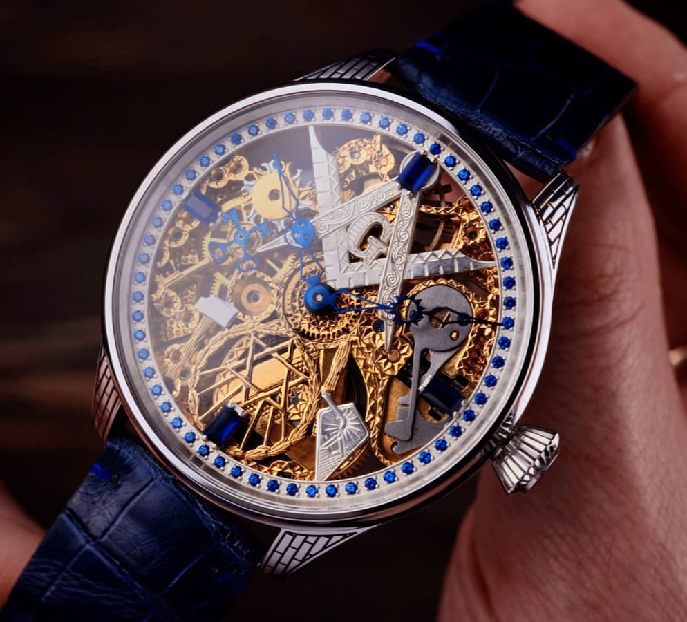 Masonic Marriage Watch &Original Premium Swiss Movement Engraved Dial, Case 48mm