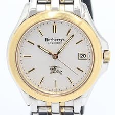 Used In good condition, frame/box/bond Burberry's 4713-472624 QZ Date Silver