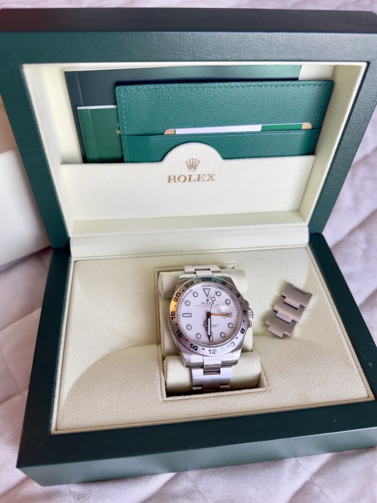 Rolex Explorer II White Dial Stainless Steel Automatic Men's Watch Box Papers