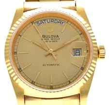 Vintage [Exc+5] BULOVA Super Seville Day Date 4414101 Gold Dial Auto Watch JAPAN