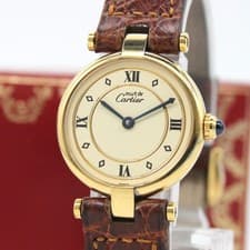 [NEAR MINT w/BOX] Cartier Must Vendome Vermeil 590004 Qz Women's From JAPAN Z272