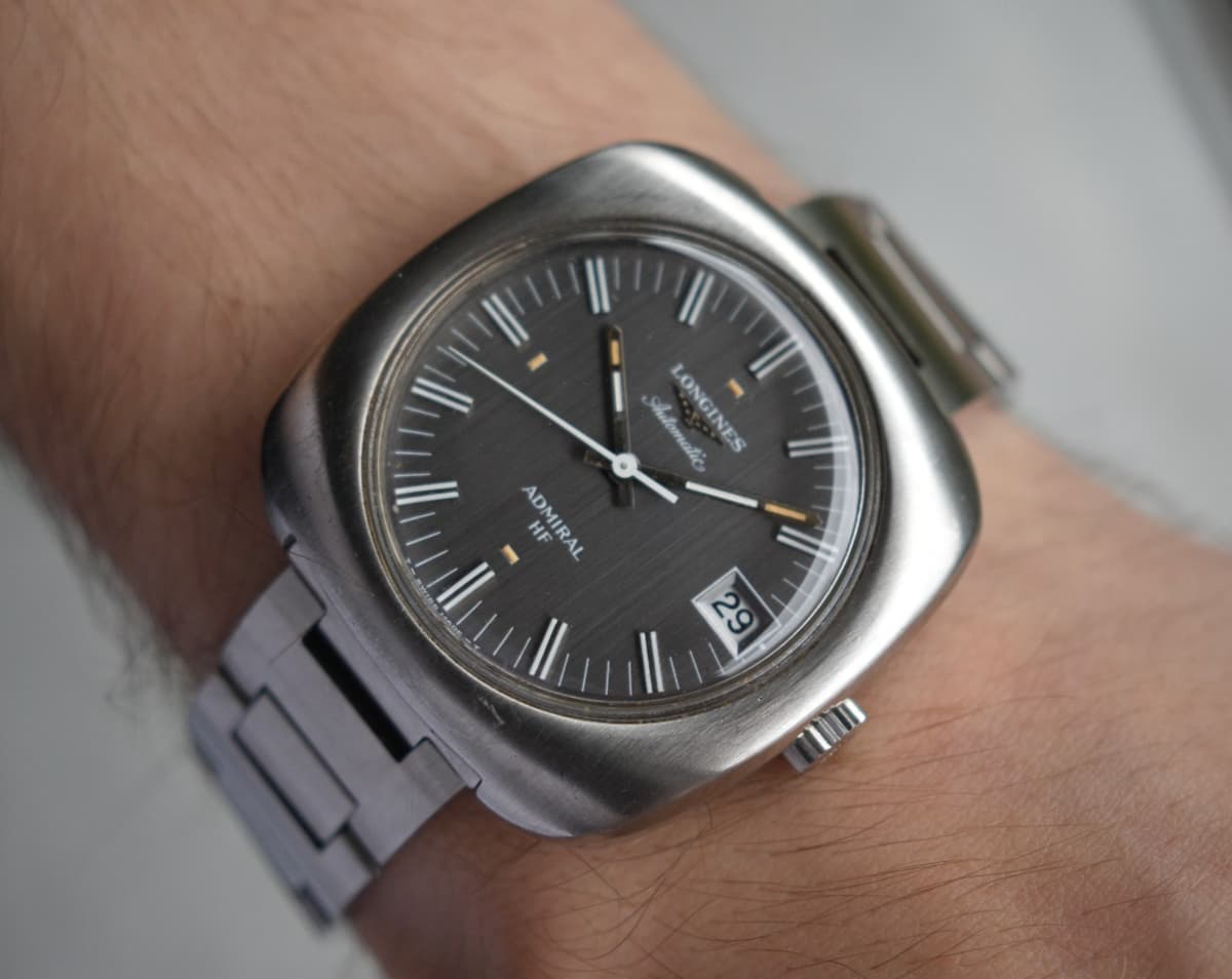 1969 Vintage Longines Admiral Men's Watch Automatic Rare Silver Textured Dial