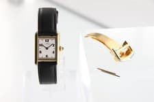 Cartier Must Tank Vermeil SM 5057001 White Arabic Dial Quartz Ladies Watch T0088
