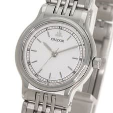 SEIKO Credor 7371-0090 Round Face Watch Stainless Steel Women's Fashion