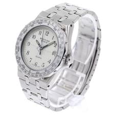 BREITLING TABAR 80770 34mm SS White Dial Quartz Date Watch #C503