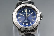 Seiko Prospex V145-0CC0 200m Blue Dial Solar Quartz Diver's Watch From Japan
