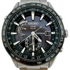 Seiko Astron 7X Series Solar Quartz Watch Men's 39mm Black Used