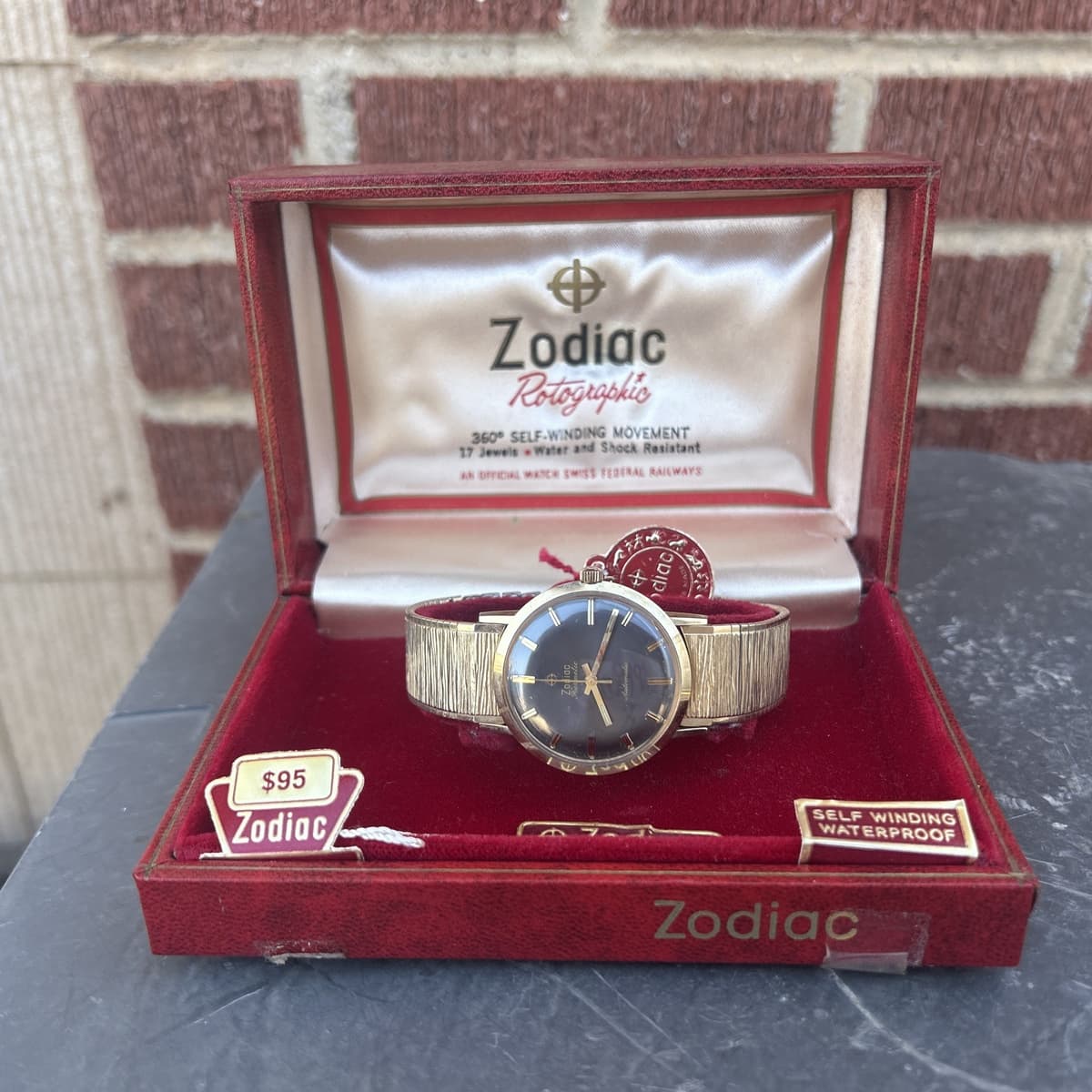 Vintage 60's Gents Vintage Zodiac Hermetic Automatic Watch Mint New Old Stock