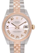 Rolex Datejust 18k Rose Gold/Steel Pink Roman Dial Ladies 31mm Watch 12'+ 178271
