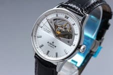 EDOX Les Vauberts Open Heart Auto 85019 Silver Swiss Made Watch [ Box Damaged ]