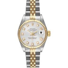 Rolex Datejust Steel Yellow Gold Silver Diamond Dial Ladies Watch 79173