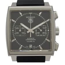 TAG HEUER Monaco Caliber 12 Chronograph CAW2110 Black Stainless Steel Automatic