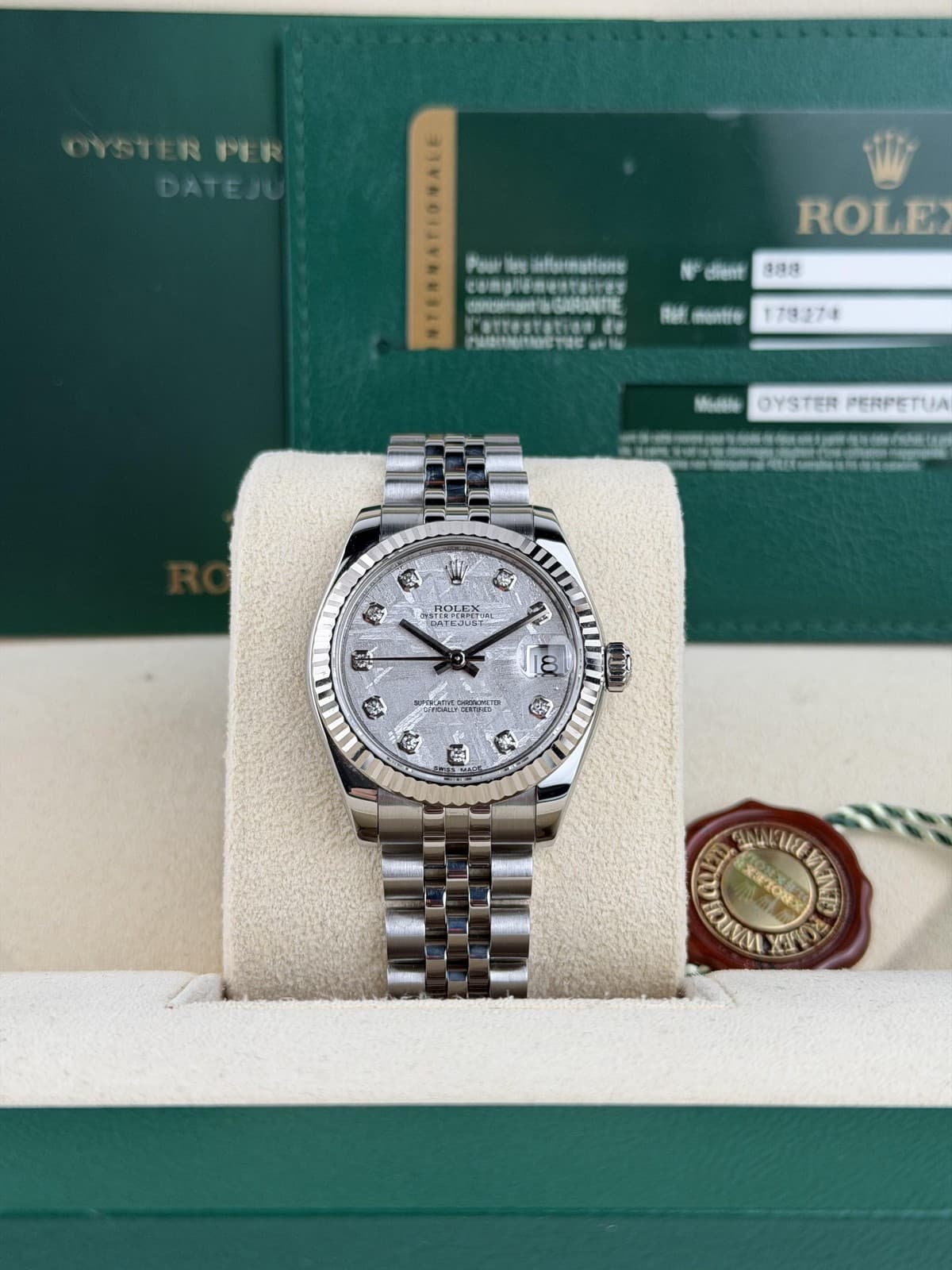 Rolex Datejust 31 Meteorite Diamond Fluted Jubilee Preowned 2014 178274