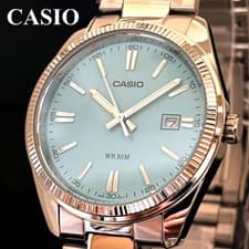 [Mint] CASIO MTP-1302P Men's Quartz Watch Silver Blue From Japan