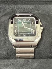 Cartier Santos de Cartier Green Dial Automatic Steel & Leather 2023 Full Set