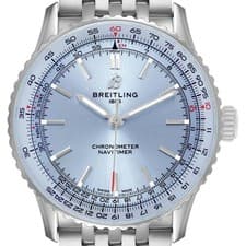 Breitling Navitimer 41 Steel Ice Blue Dial Mens Watch A17329 Box Card