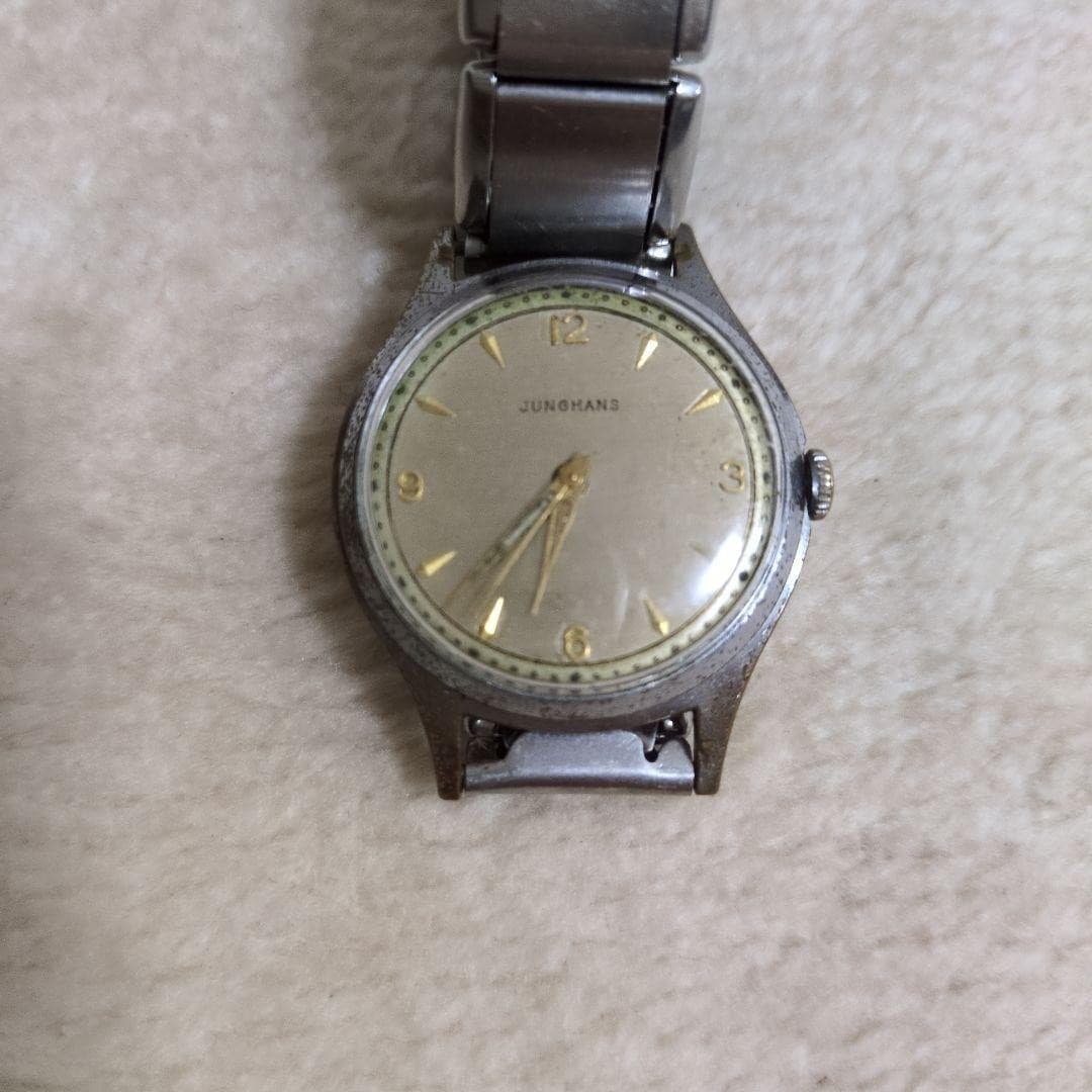 JUNGHANS Hand-wound Ivory Dial Silver Analog Men's Wristwatch