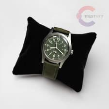 Hamilton Khaki 9415A Manual Winding Green Dial Date Military Men's Watch Japan