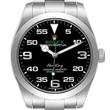 Rolex Air King 40 Steel Black Dial Green Hand Mens Watch 116900 Card