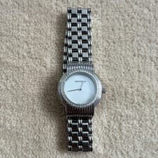 Boucheron Stainless Steel Diamond Bezel Wristwatch White Dial Luxury Analog