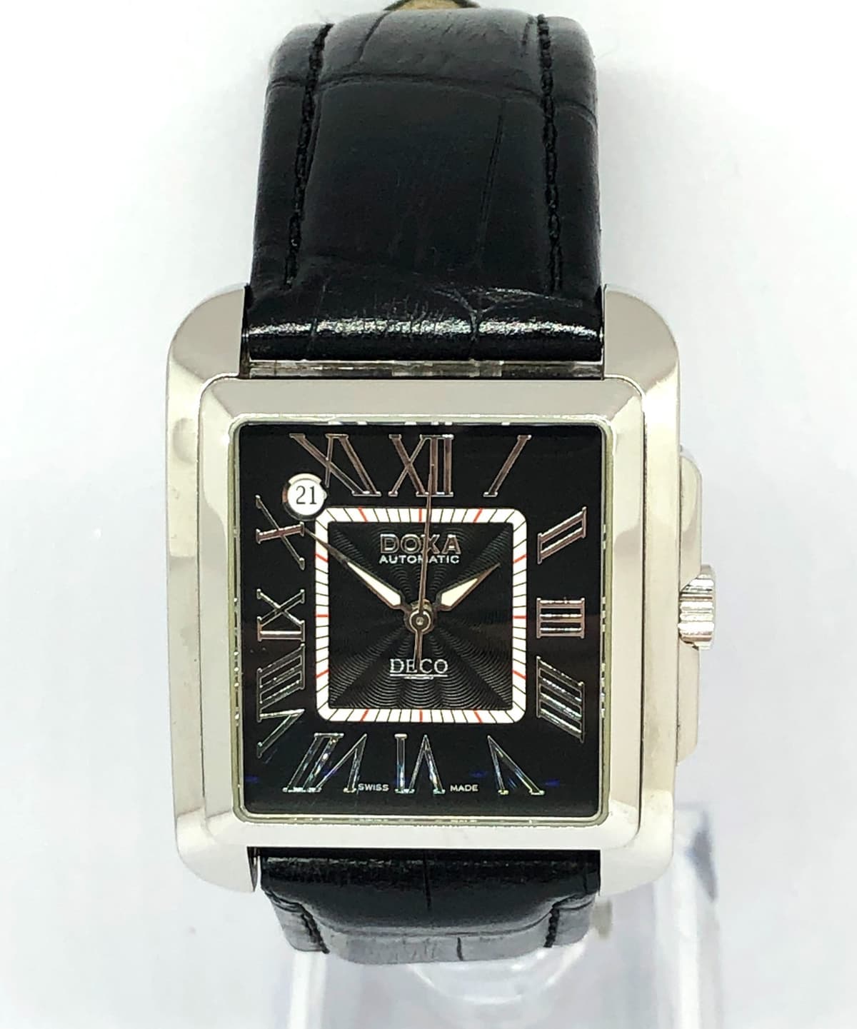 Rare DOXA Deco 251.10 Automatic Watch. 34mm Case. Black Dial. Date. Men`s.