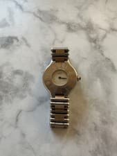 Cartier Must 21 White Dial Silver Gold Strap Stainless Steel Ladies Quartz Watch