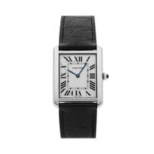Cartier Tank Solo Steel Quartz 27mm x 34mm Silver Dial Strap Watch W1018355